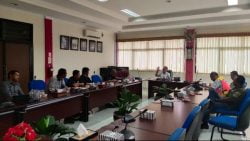 Executive General Manager AP II Bandara Internasional Minangkabau (BIM), Yos Suwagiono dalam pertemuan dengan Jaringan Pemred Sumbar (JPG) di Kantor AP II BIM, Padangpariaman, Kamis (6/2/2020)