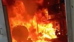 Api sedang membara di ruangan bagian Mesin Boiler (Motoran Pompa) milik PT Transco Fratama