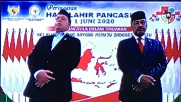 Nono Sampono menghadiri Peringatan Hari Lahir Pancasila secara virtual di Gedung Nusantara III, Kompleks Parlemen Senayan, Jakarta