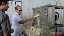 AA LaNyalla Mahmud Mattalitti mencoba penggunaan mesin tepat guna pemotong singkong