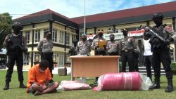 Pelaku pembunuhan di Kota Besar Dharmasraya beserta barang bukti