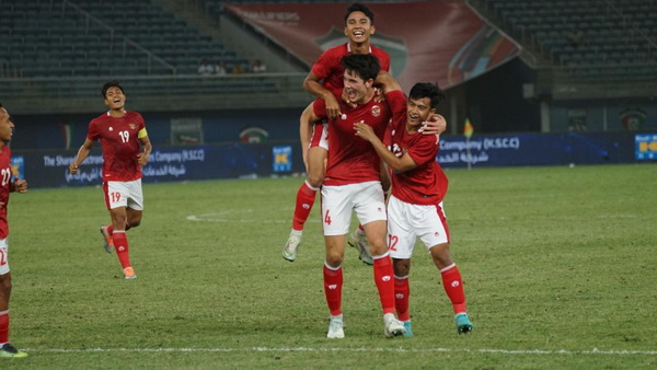 Pemain Timnas Indonesia usai menjebol gawang Nepal