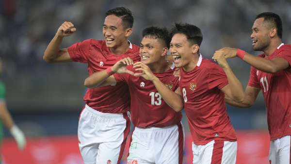 Selebrasi Timnas Indonesia usai menjebol gawang Kuwait