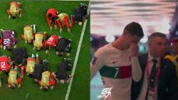 Pemain Maroko sujud syukur usai mengalahkan Portugal, Sementara Cristiano tinggalkan lapangan sambil menangis