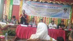 Ketua LPM Korong Gadang Alizar berikan sambutan pada Rakorbang (Foto EM)