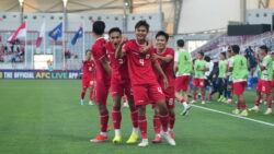 Selebrasi para punggawa Garuda Muda usai menjebol gawang Australia