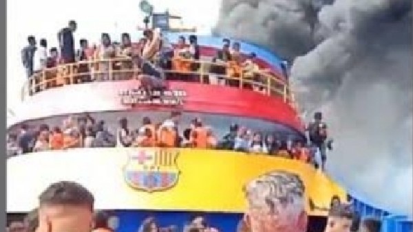 KM Gregorius Barcelona V Terbakar di Perairan Minahasa Utara