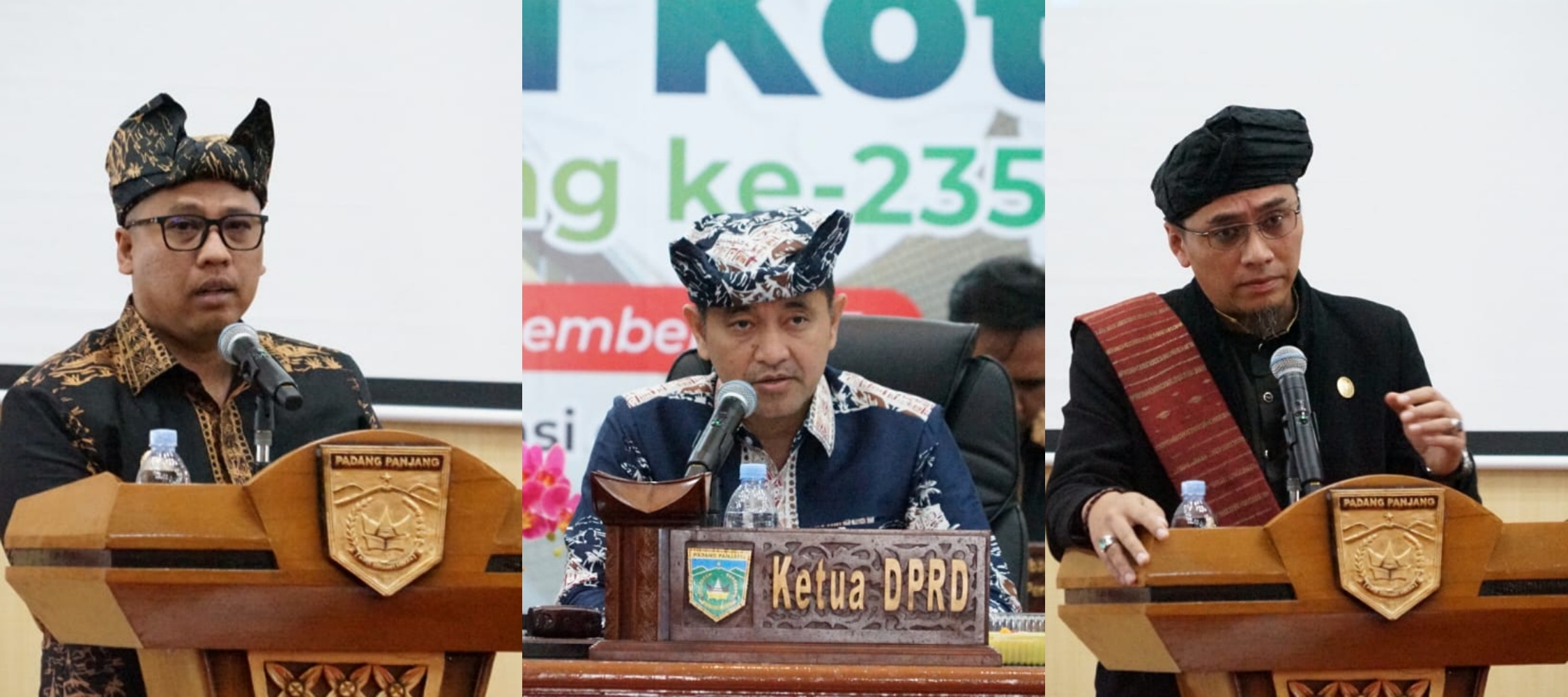 Walikota Padang Panjang, Hendri Arnis, Ketua DPRD, Imbral, dan Tokoh Masyarakat, Faiz Fauzan El Muhammady Dt Bagindo Marajo (dari kiri ke kanan)